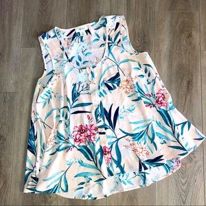 Style and co. High low button up tropical tank